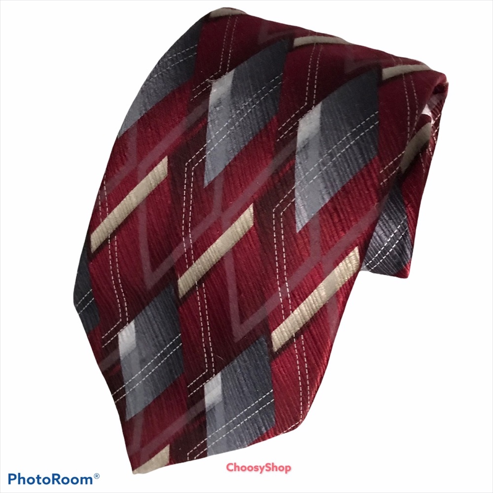 Stain Resistant Tie Silk Red Gray Tan Blk Handmade